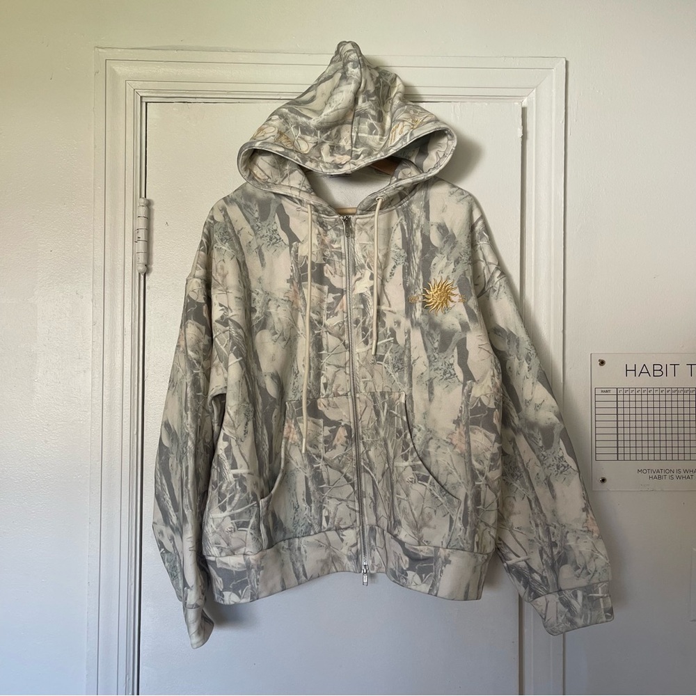 Camouflage Hooded Jacket with Gold Detail